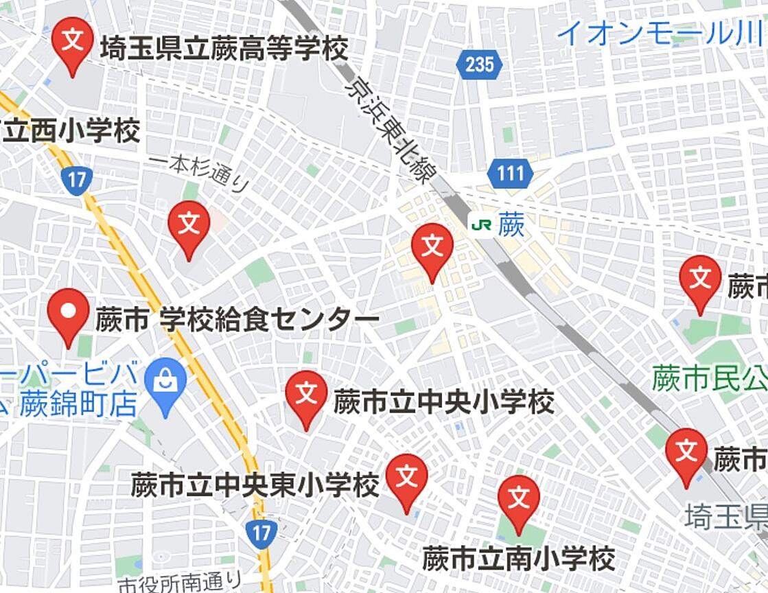 蕨駅周辺の地図